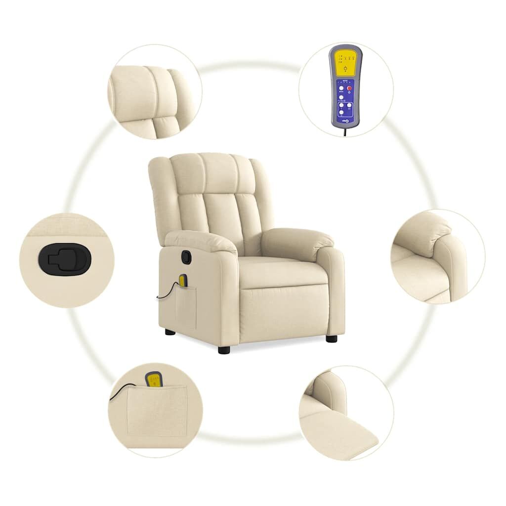 Massage Recliner Chair Cream Fabric Price