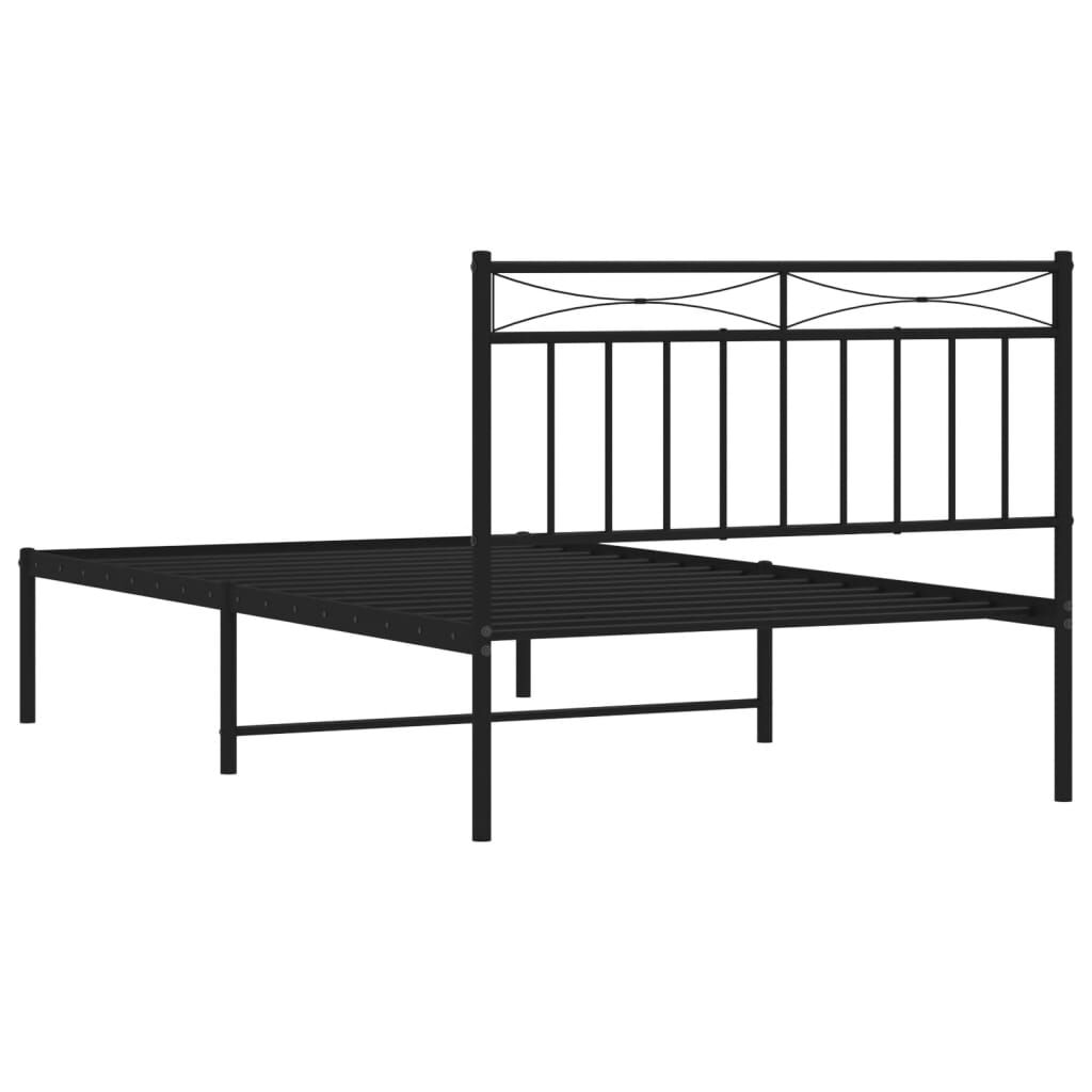 Metal Bed Frame without Mattress with Headboard Black 107x203 cm King Single Price