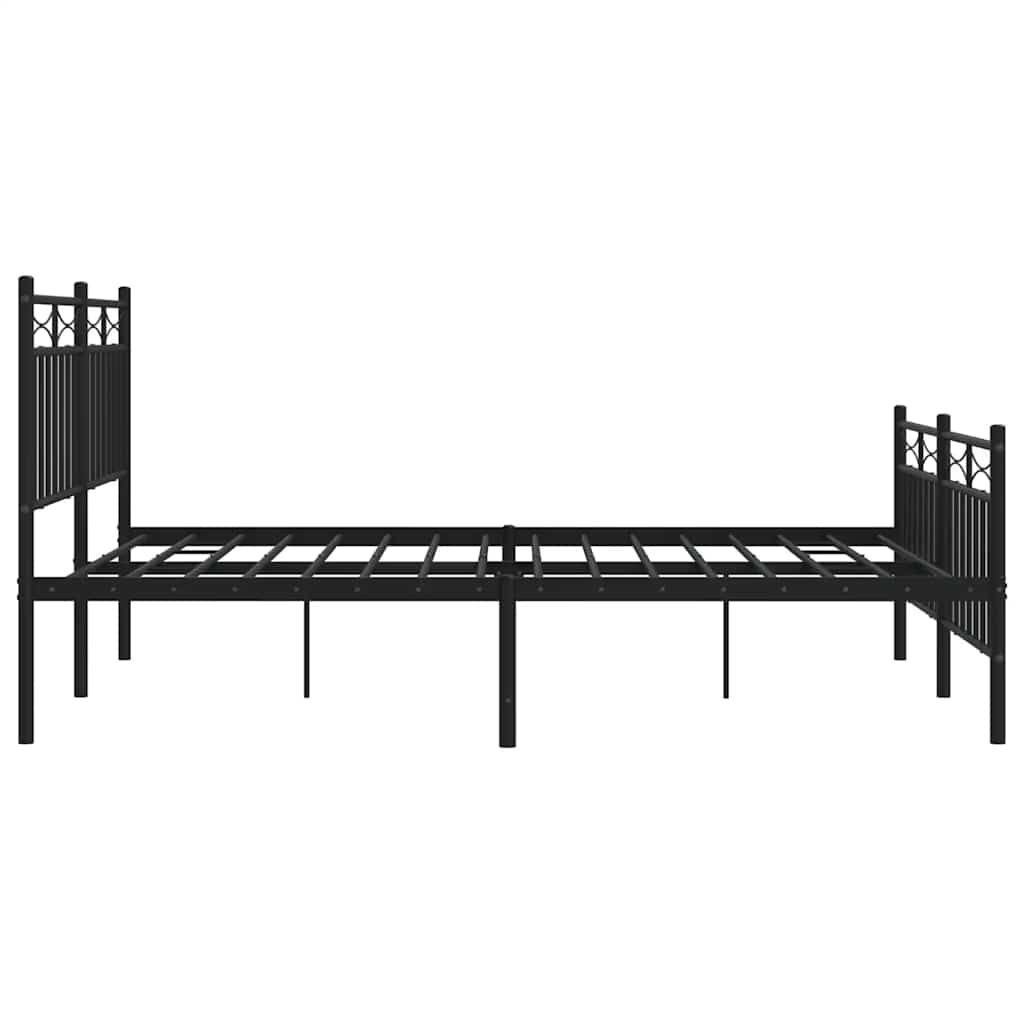 Metal Bed Frame without Mattress with Footboard Black 135x190 cm Price