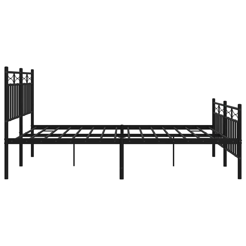 Metal Bed Frame without Mattress with Footboard Black 150x200 cm Price