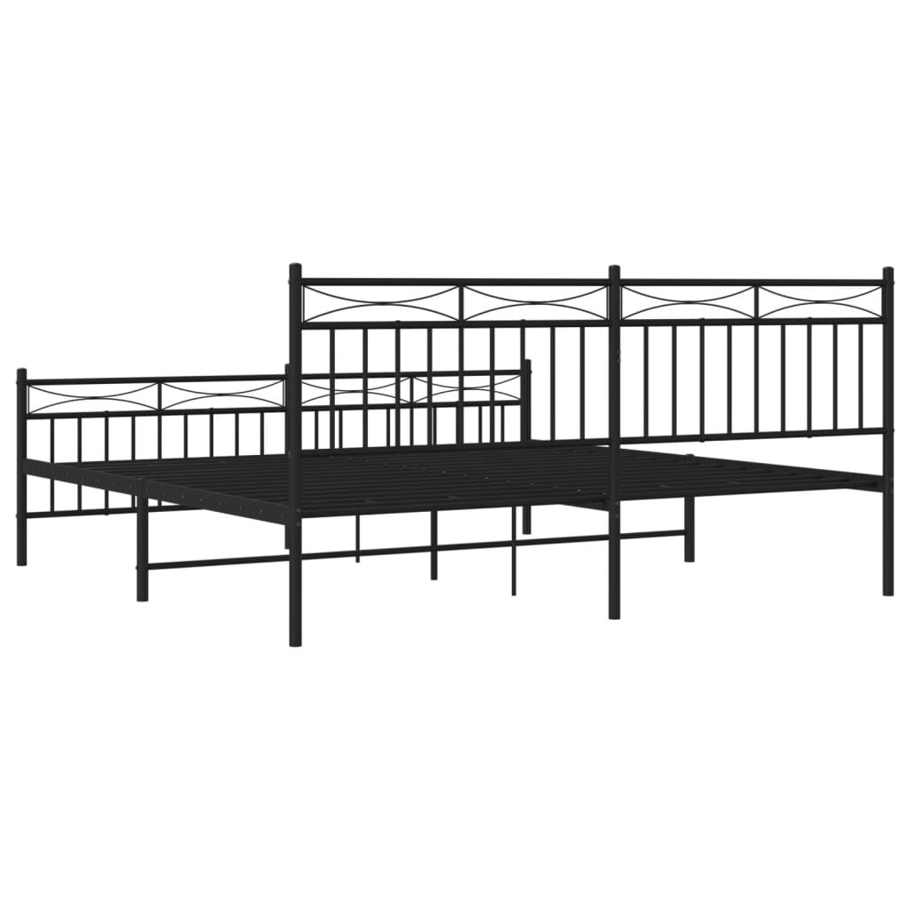 Metal Bed Frame without Mattress with Footboard Black 183x203 cm King Price