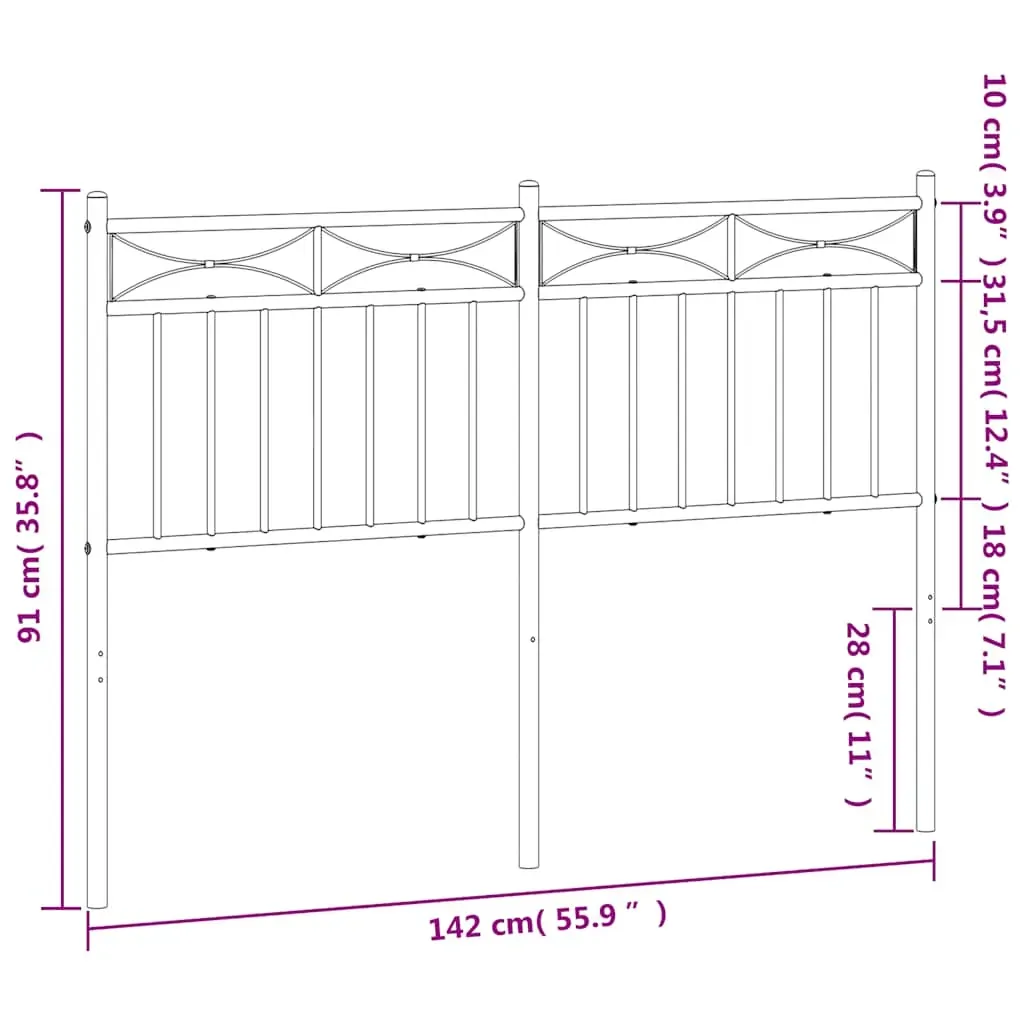 Metal Headboard Black 137 cm Double Price