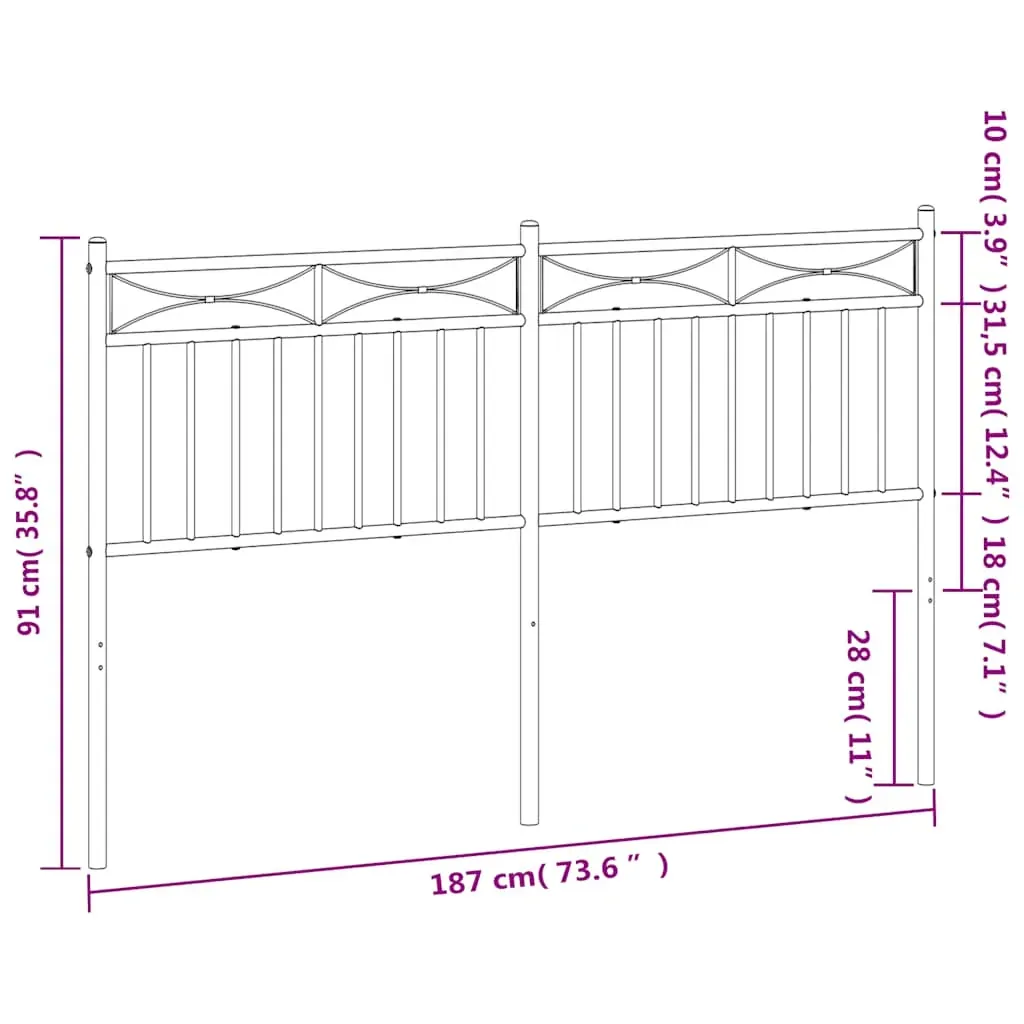 Metal Headboard Black 183 cm King Price
