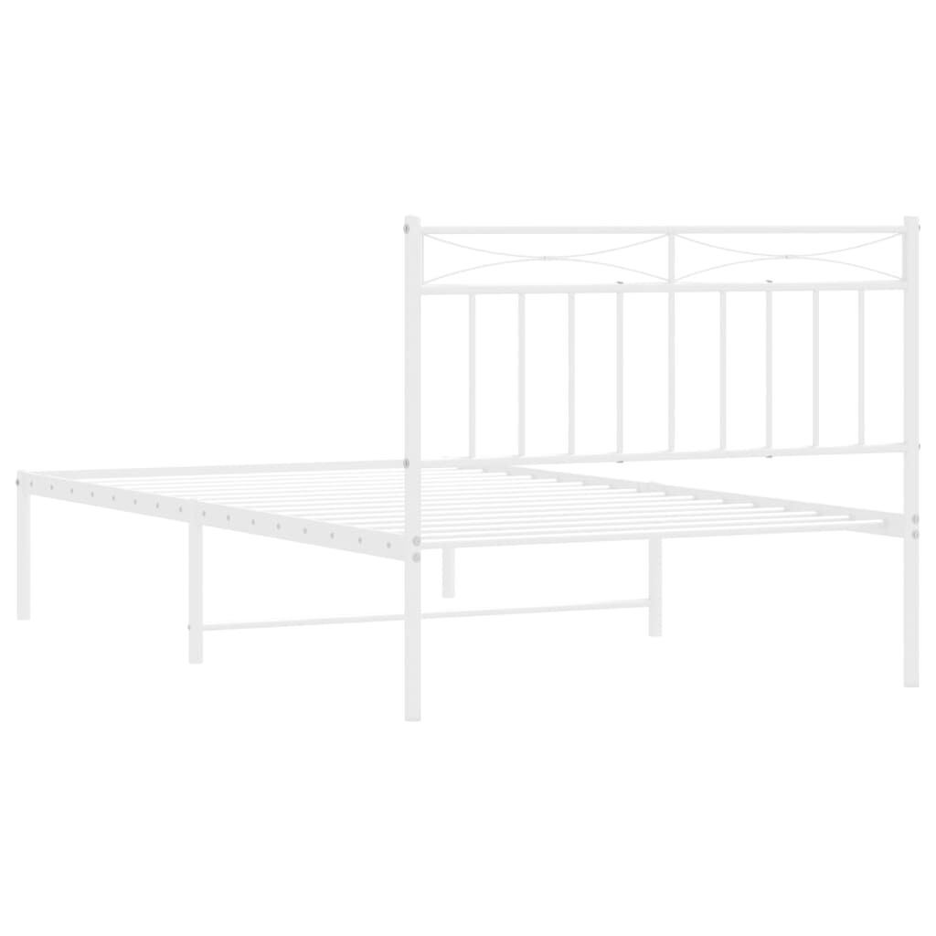 Metal Bed Frame without Mattress with Headboard White 107x203 cm King Single Price