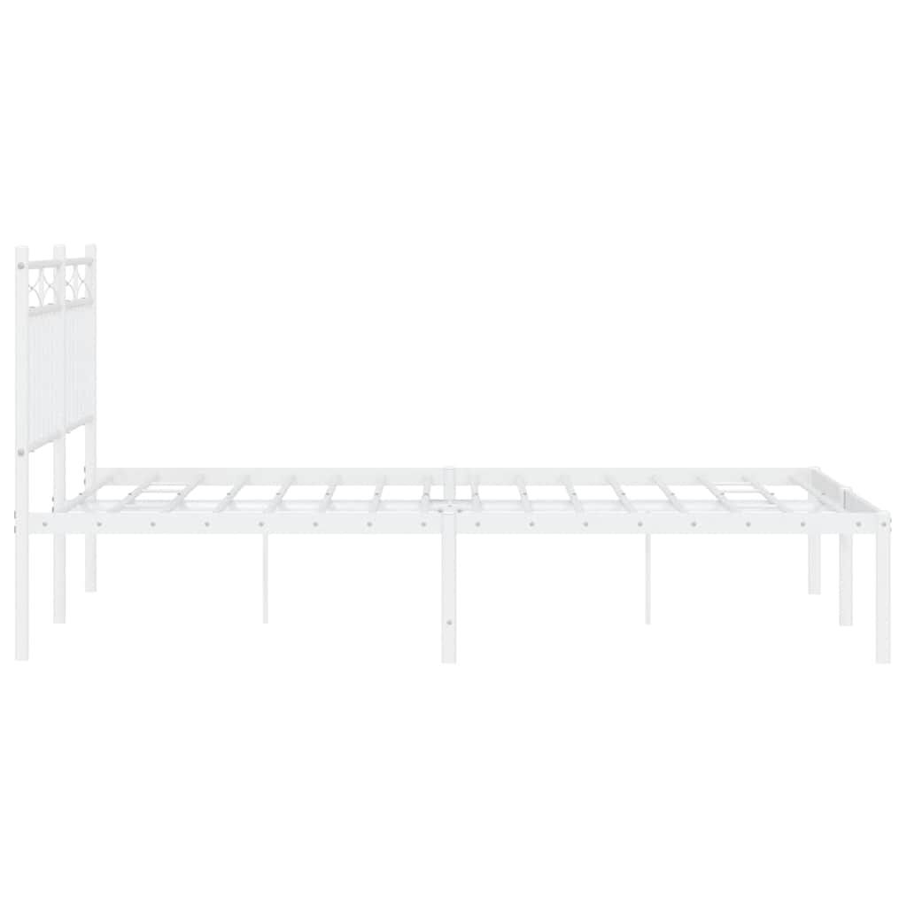Metal Bed Frame without Mattress with Headboard White 135x190 cm Price