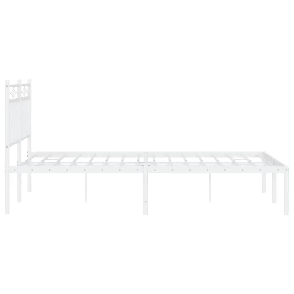 Metal Bed Frame without Mattress with Headboard White 135x190 cm Price
