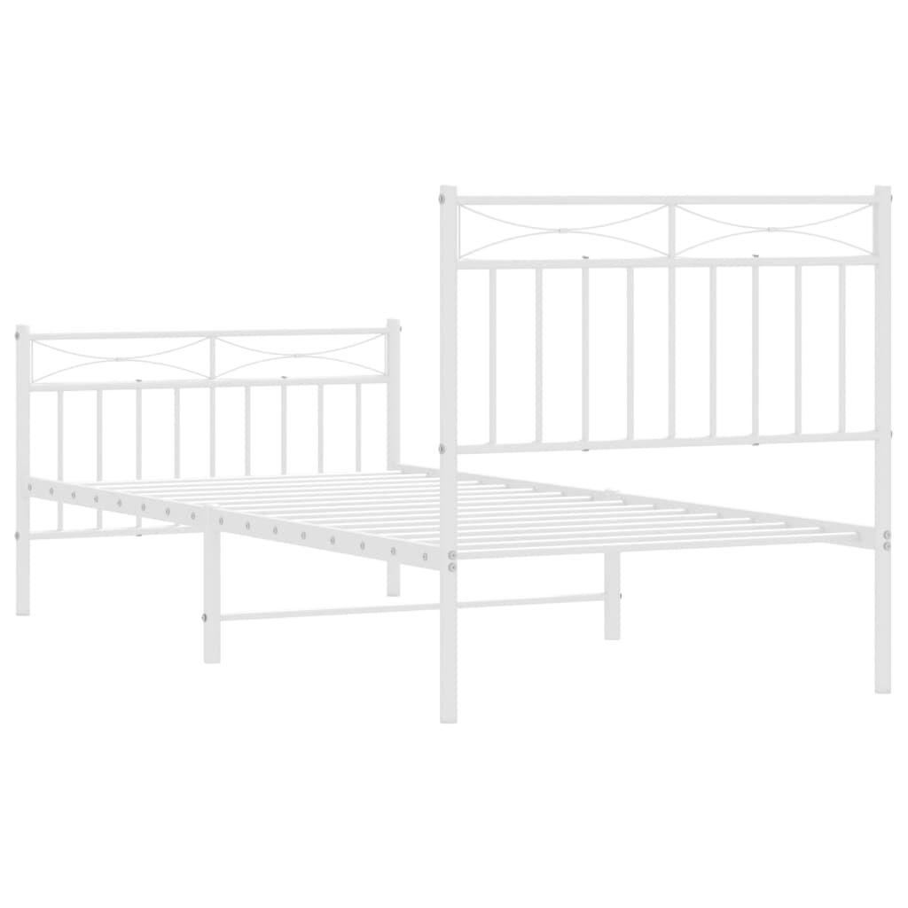 Metal Bed Frame without Mattress with Footboard White 90x190 cm Price