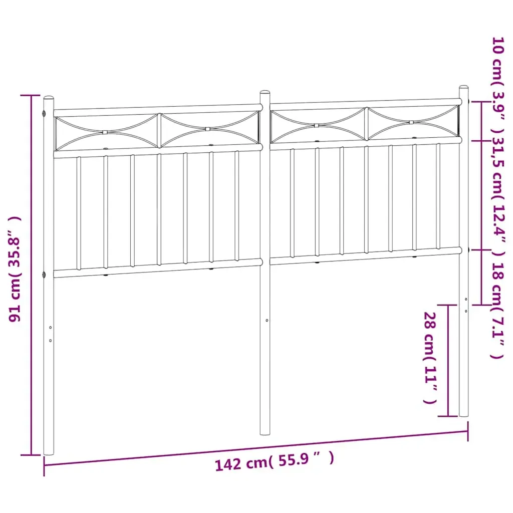 Metal Headboard White 137 cm Double Price