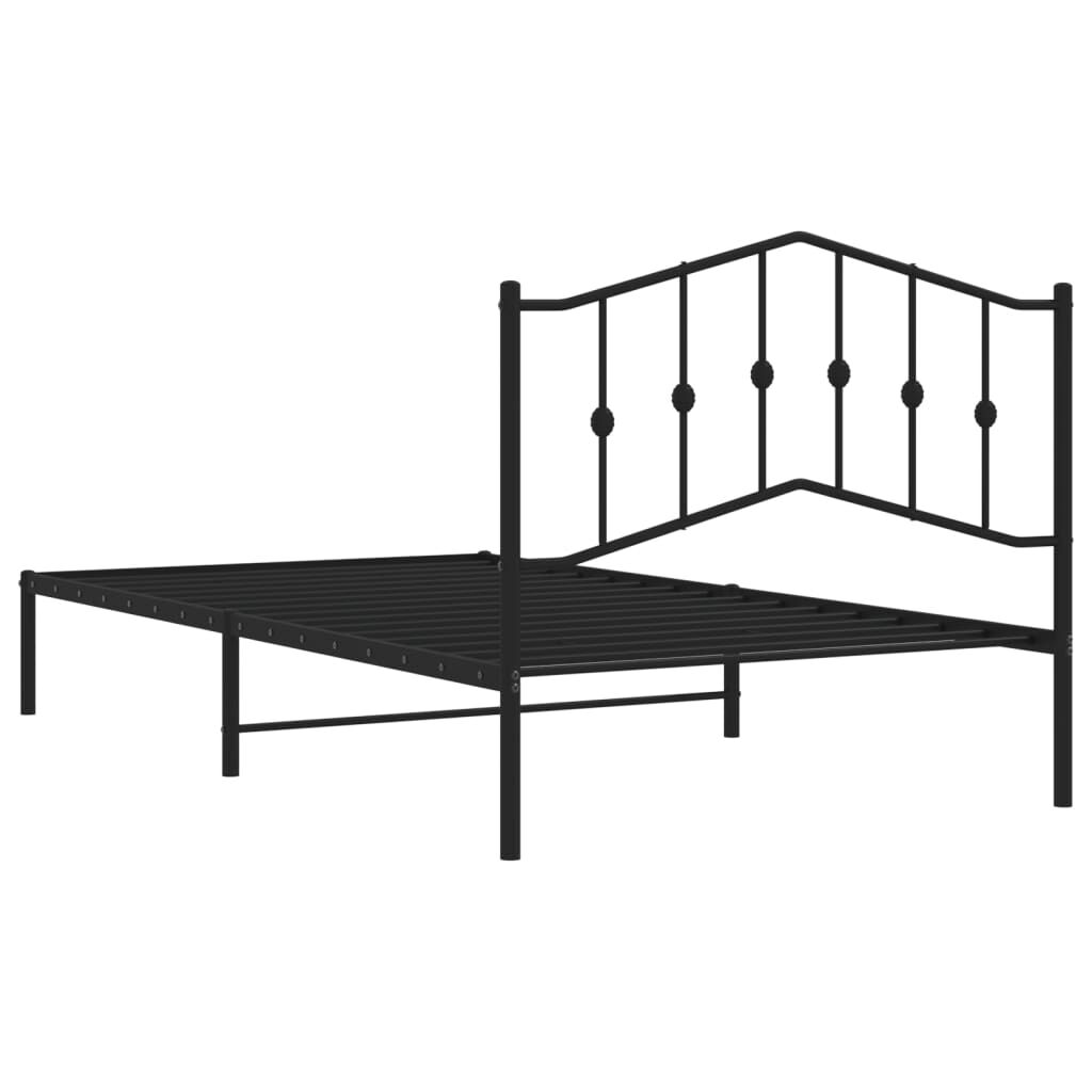 Metal Bed Frame without Mattress with Headboard Black 107x203 cm King Single Price