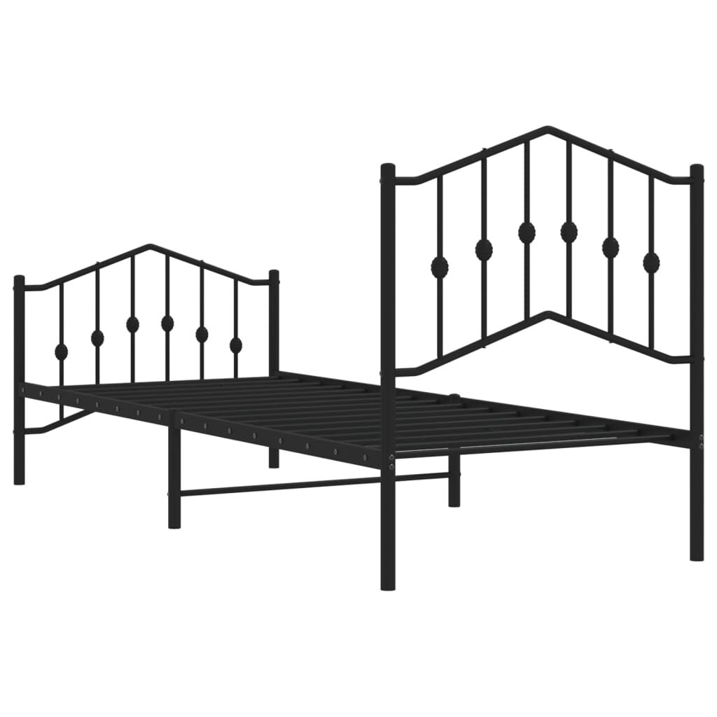 Metal Bed Frame without Mattress with Footboard Black 90x190 cm Price