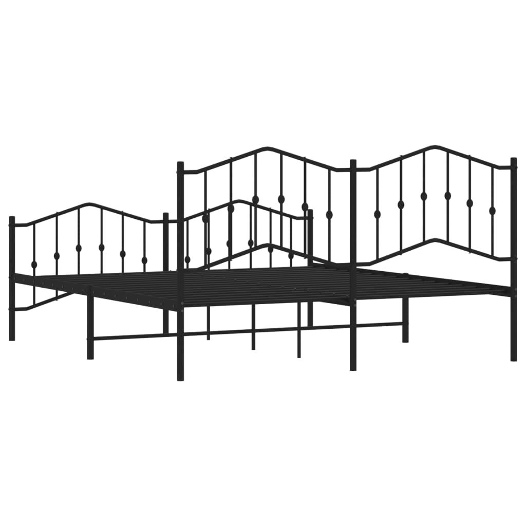 Metal Bed Frame without Mattress with Footboard Black 183x203 cm King Price