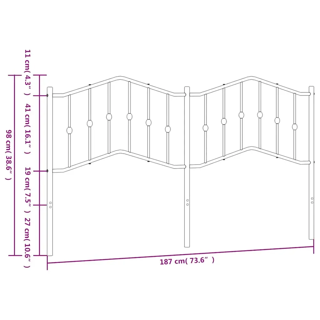Metal Headboard Black 183 cm King Price