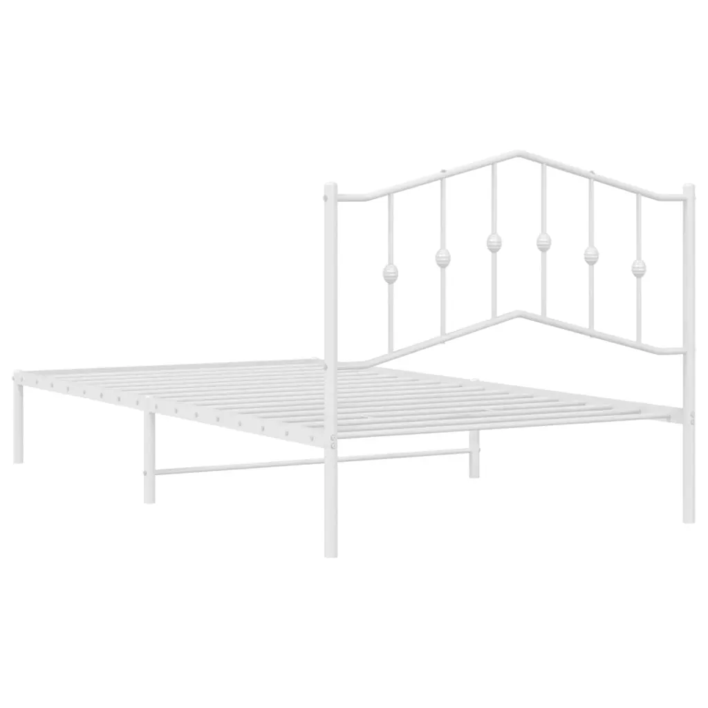 Metal Bed Frame without Mattress with Headboard White 107x203 cm King Single Price