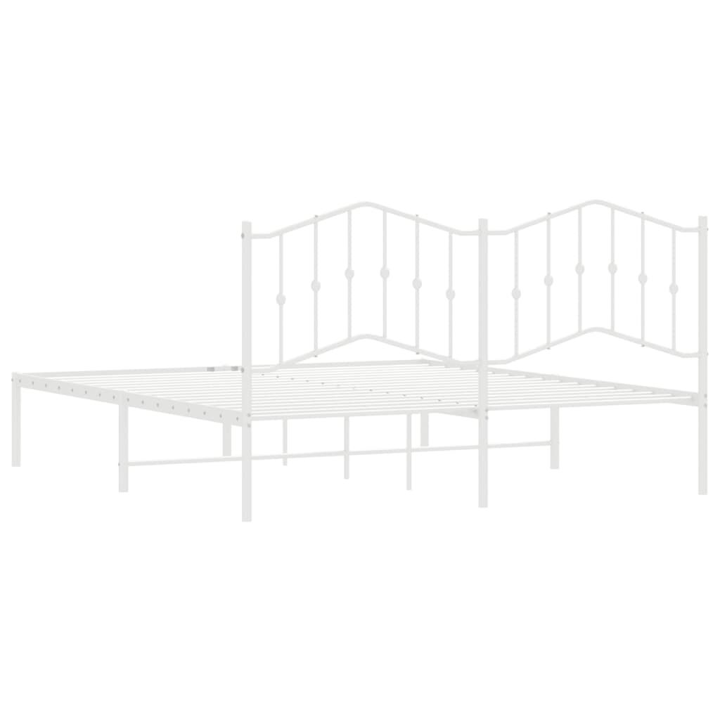 Metal Bed Frame without Mattress with Headboard White 183x203 cm King Price
