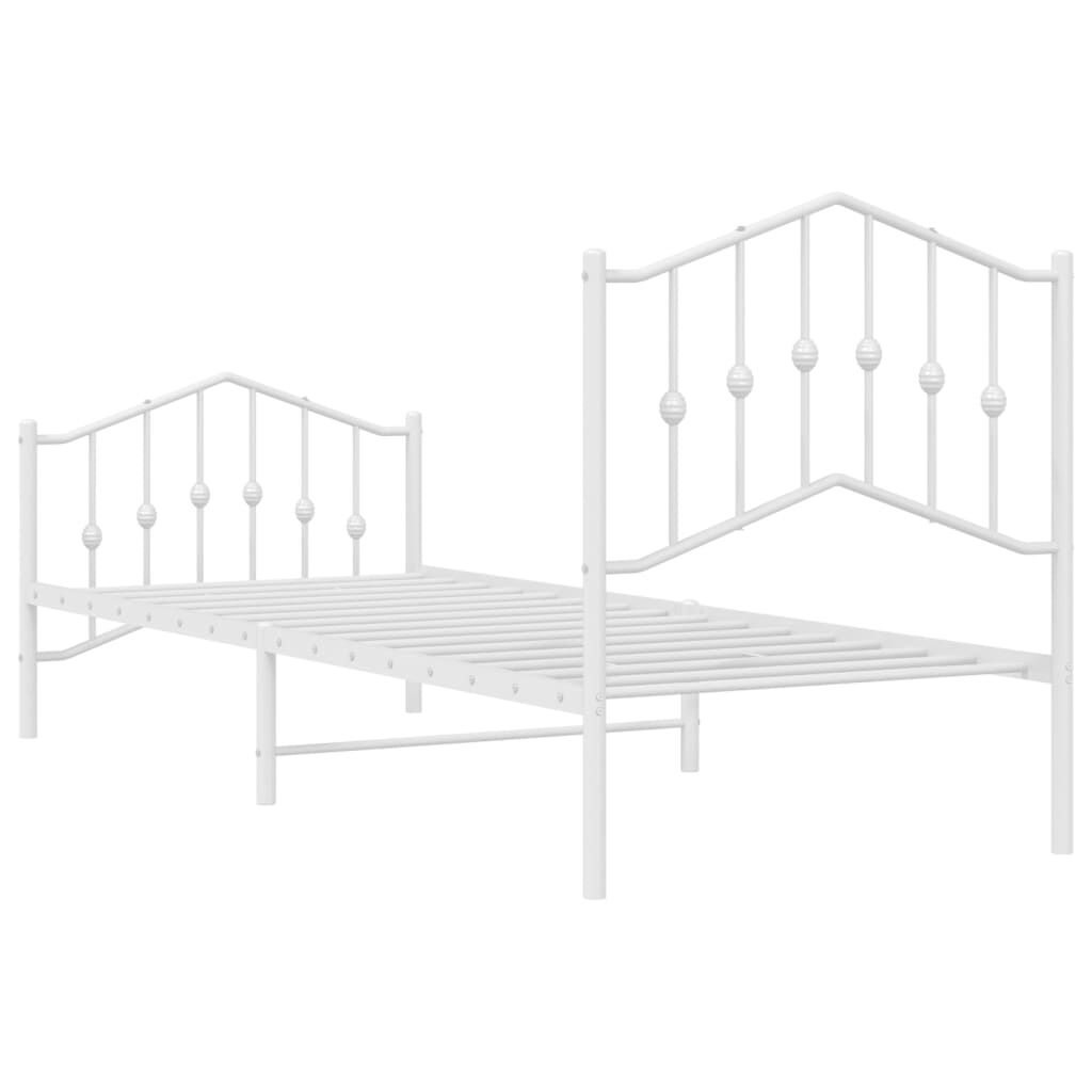 Metal Bed Frame without Mattress with Footboard White 90x190 cm Price