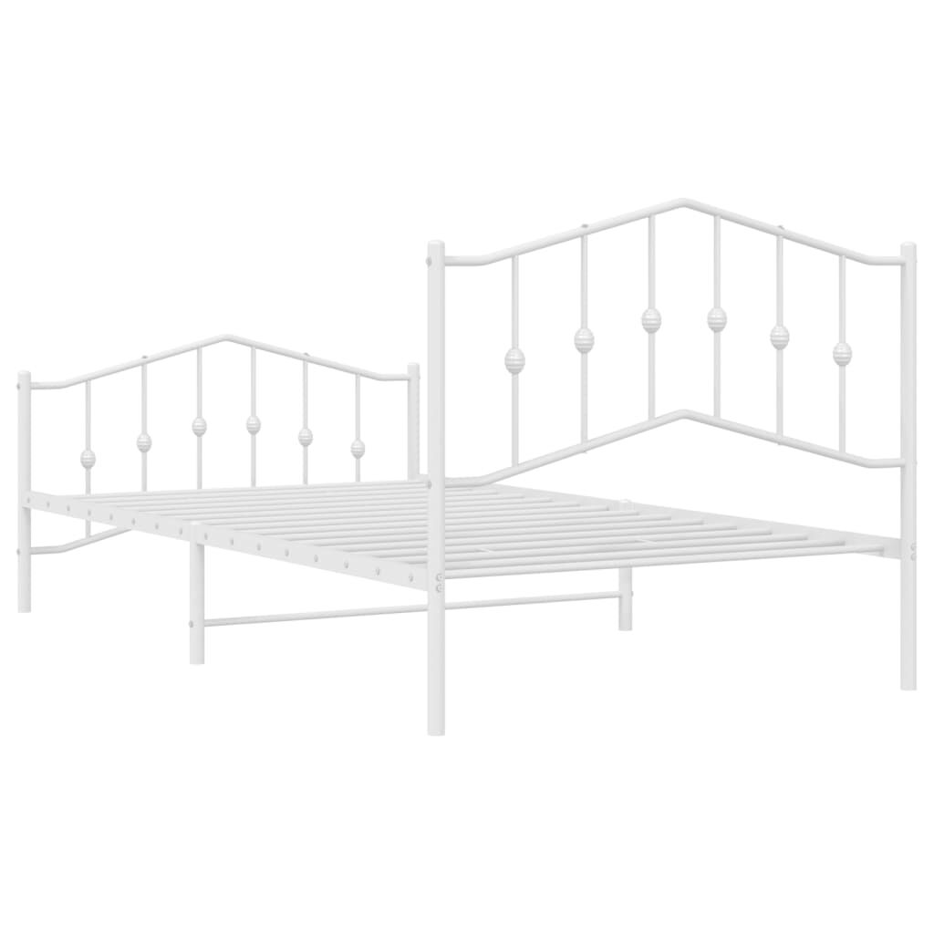 Metal Bed Frame without Mattress with Footboard White 107x203 cm King Single Price