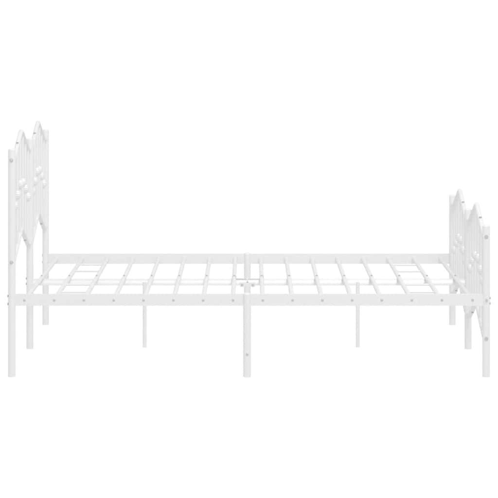 Metal Bed Frame without Mattress with Footboard White 135x190 cm Price