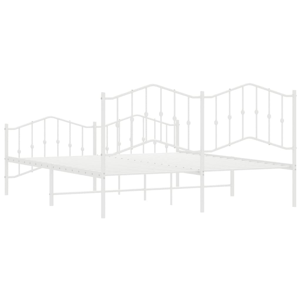 Metal Bed Frame without Mattress with Footboard White 183x203 cm King Price