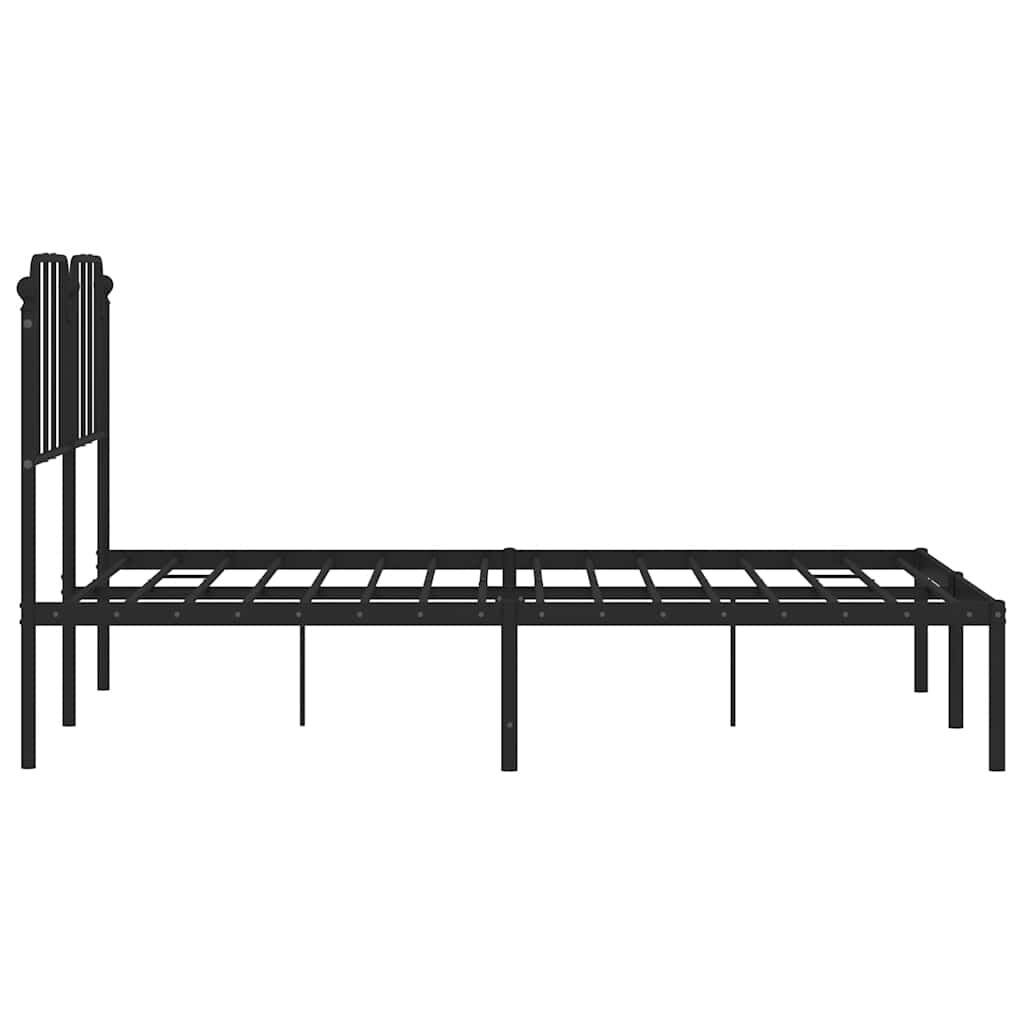 Metal Bed Frame without Mattress with Headboard Black 150x200 cm Price