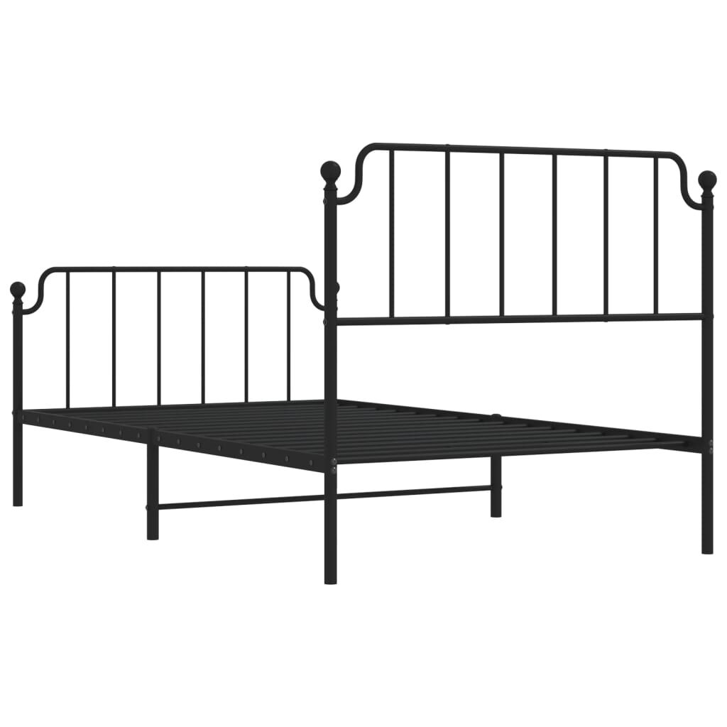 Metal Bed Frame without Mattress with Footboard Black 107x203 cm King Single Price