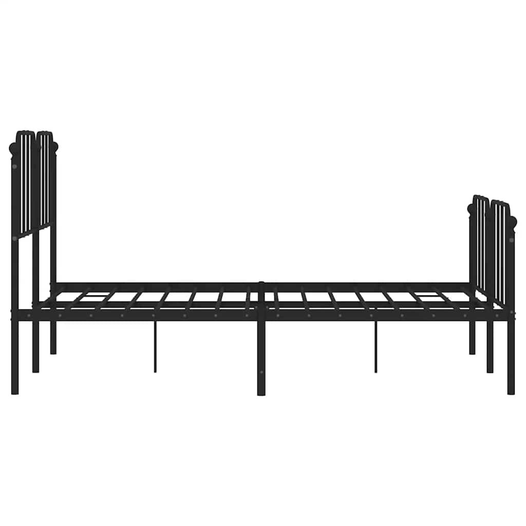Metal Bed Frame without Mattress with Footboard Black 150x200 cm Price