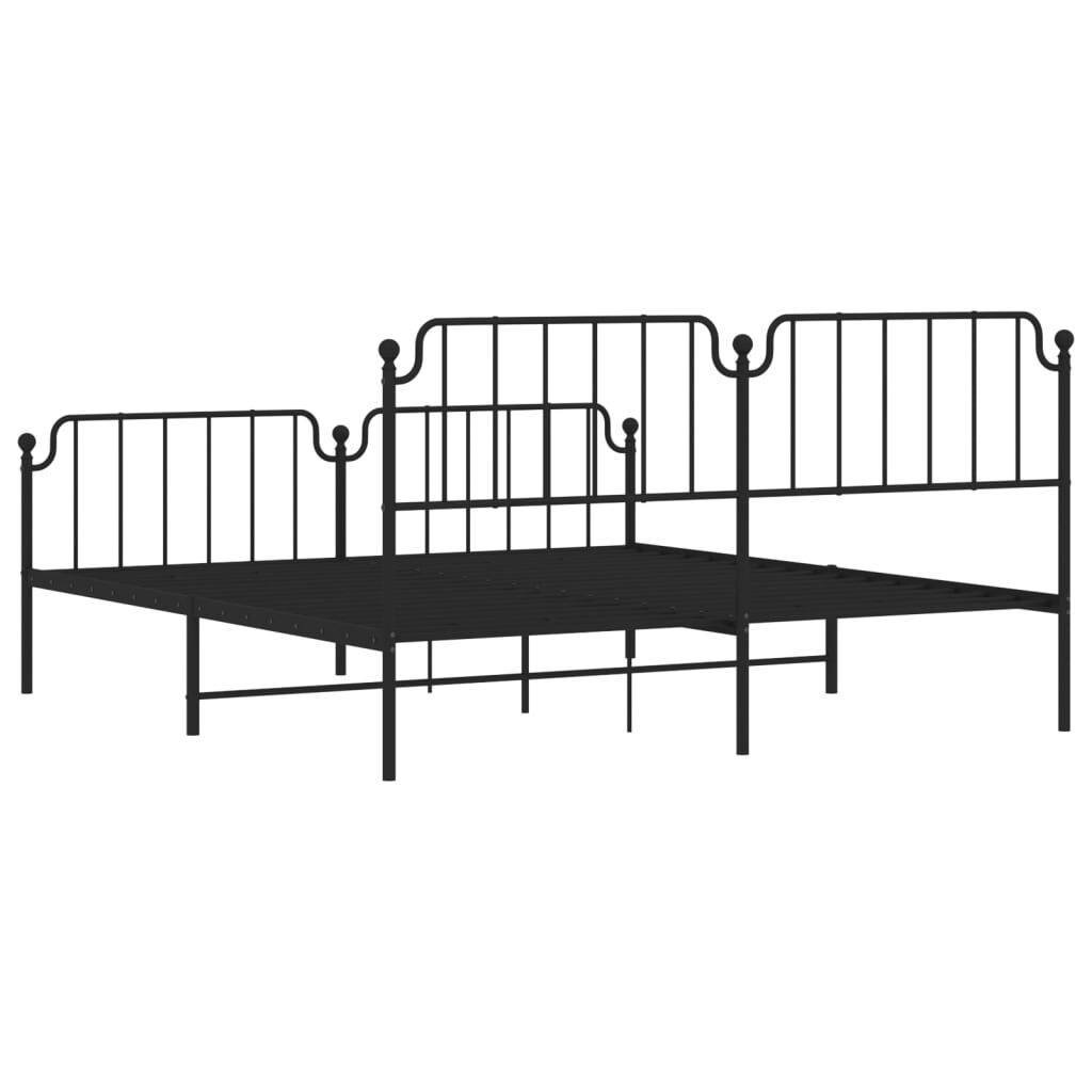 Metal Bed Frame without Mattress with Footboard Black 183x203 cm King Price