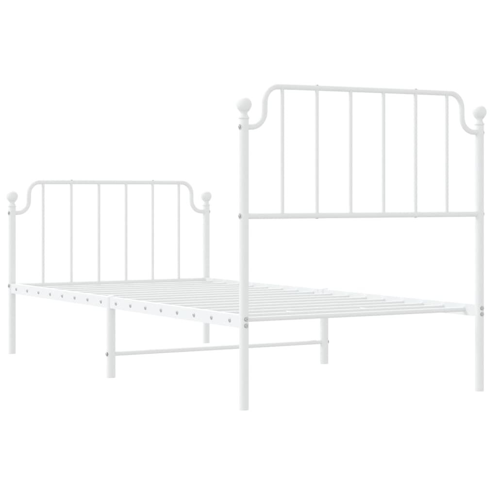 Metal Bed Frame without Mattress with Footboard White 90x190 cm Price