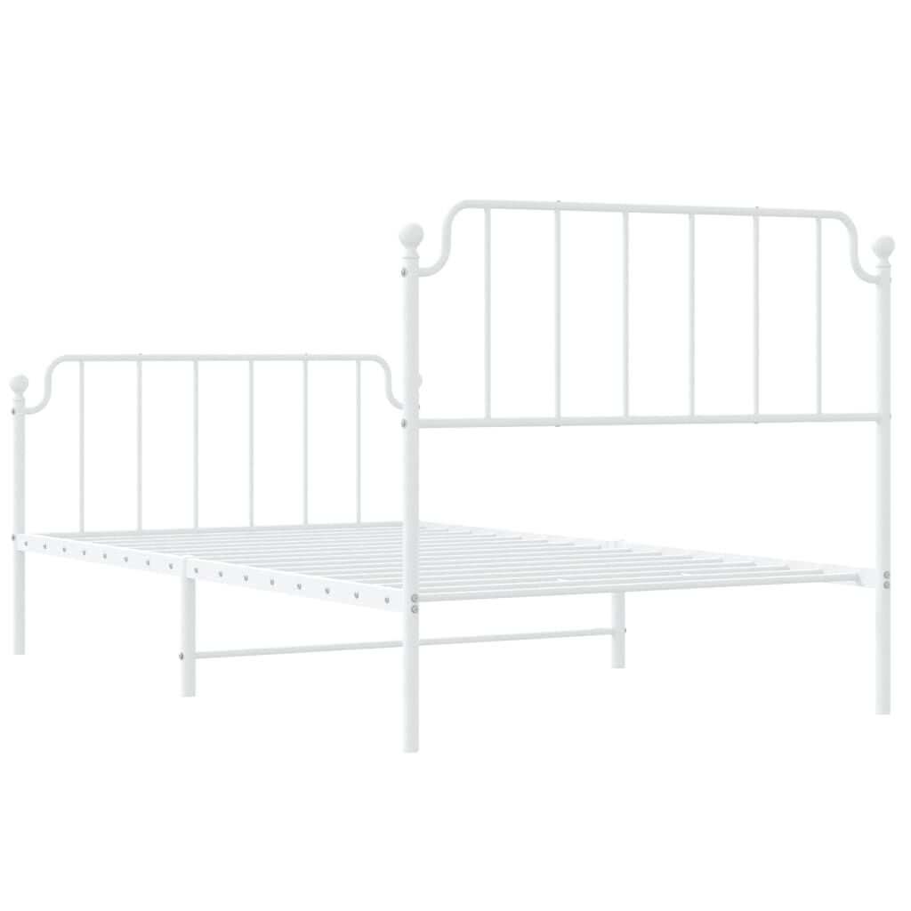 Metal Bed Frame without Mattress with Footboard White 107x203 cm King Single Price