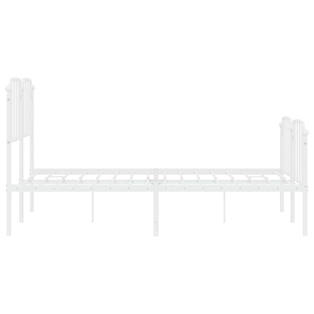 Metal Bed Frame without Mattress with Footboard White 135x190 cm Price
