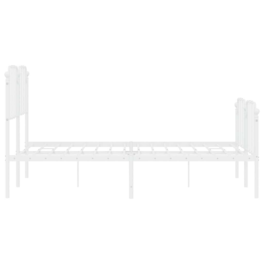 Metal Bed Frame without Mattress with Footboard White 150x200 cm Price