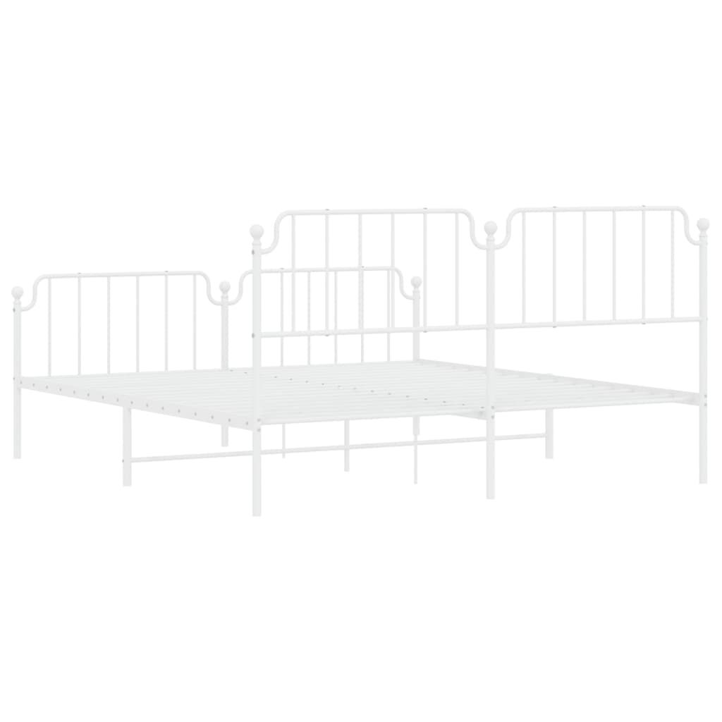 Metal Bed Frame without Mattress with Footboard White 183x203 cm King Price