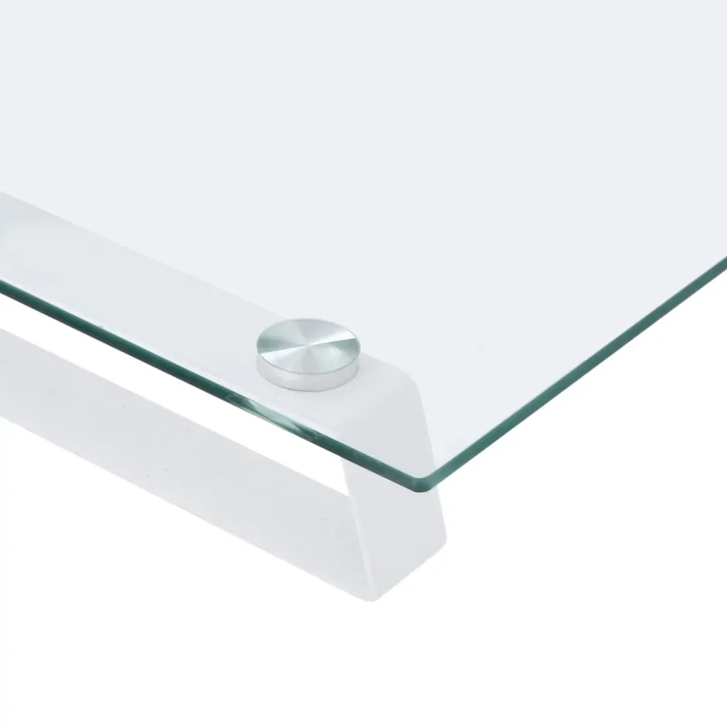 Monitor Stand White 40x20x8 cm Tempered Glass and Metal Price