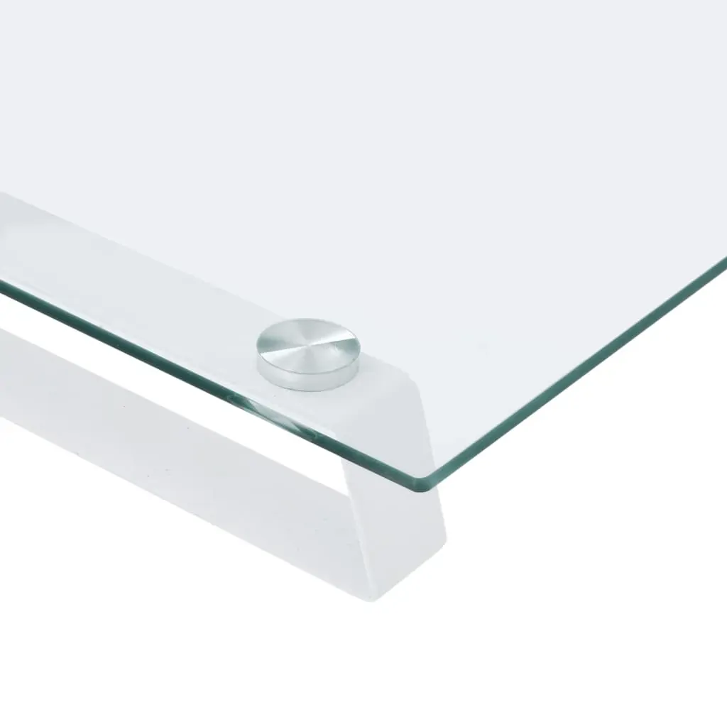 Monitor Stand White 80x20x8 cm Tempered Glass and Metal Price