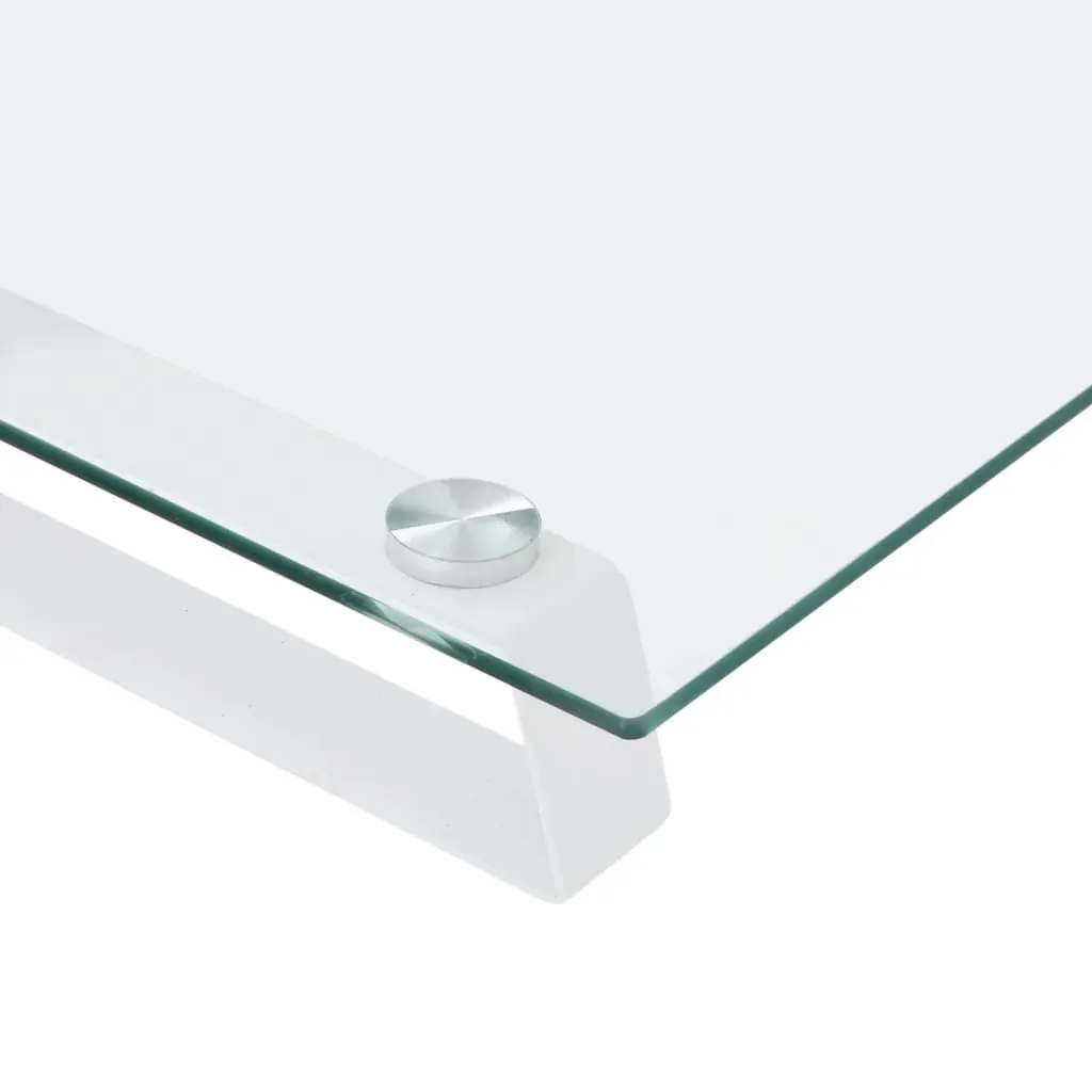Monitor Stand White 100x35x8 cm Tempered Glass and Metal Price