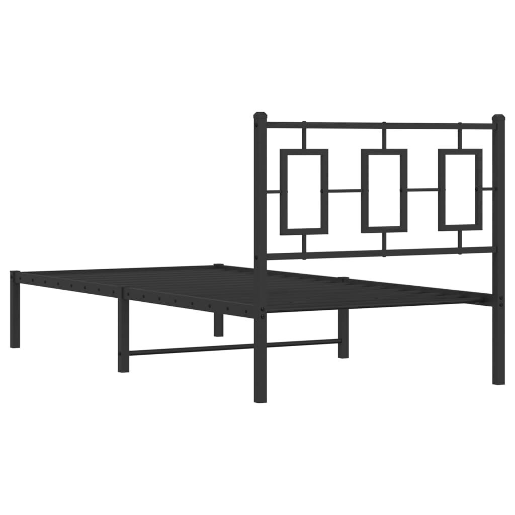 Metal Bed Frame without Mattress with Headboard Black 90x190 cm Price