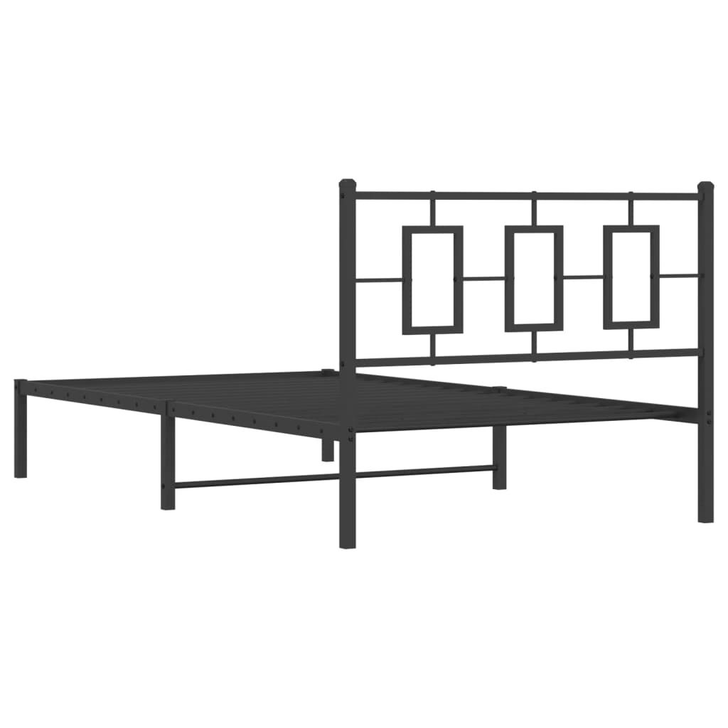 Metal Bed Frame without Mattress with Headboard Black 107x203 cm King Single Price