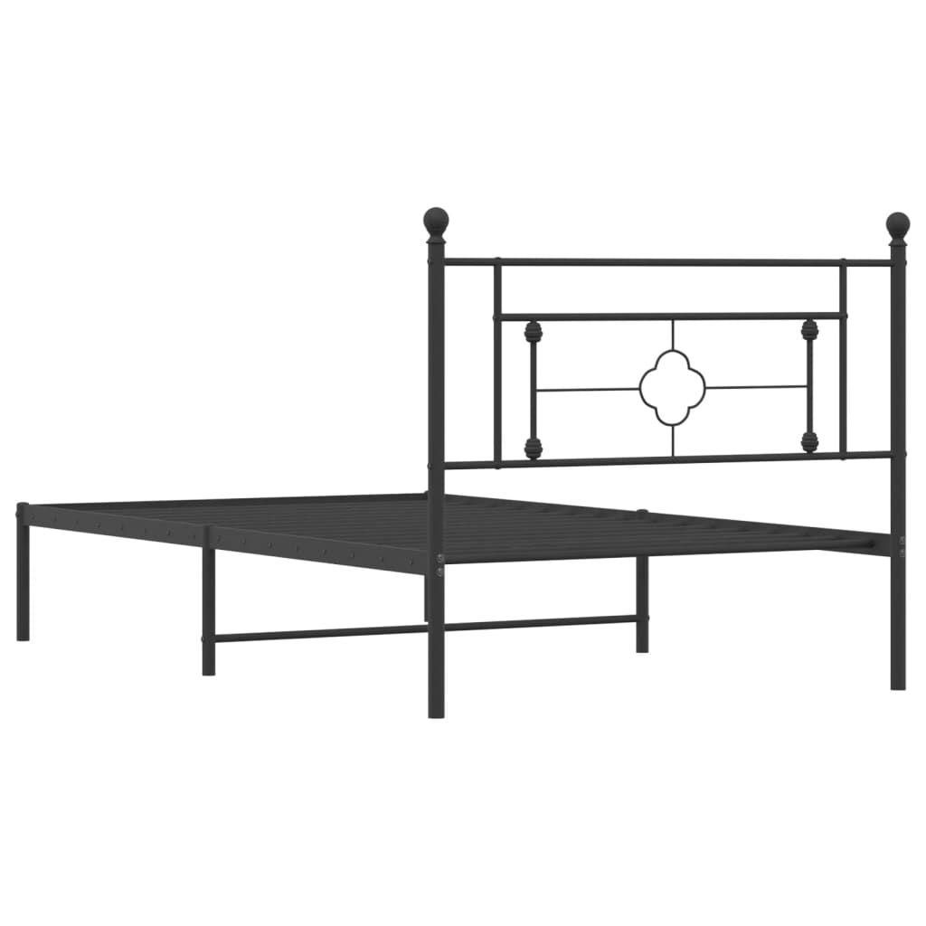 Metal Bed Frame without Mattress with Headboard Black 107x203 cm King Single Price