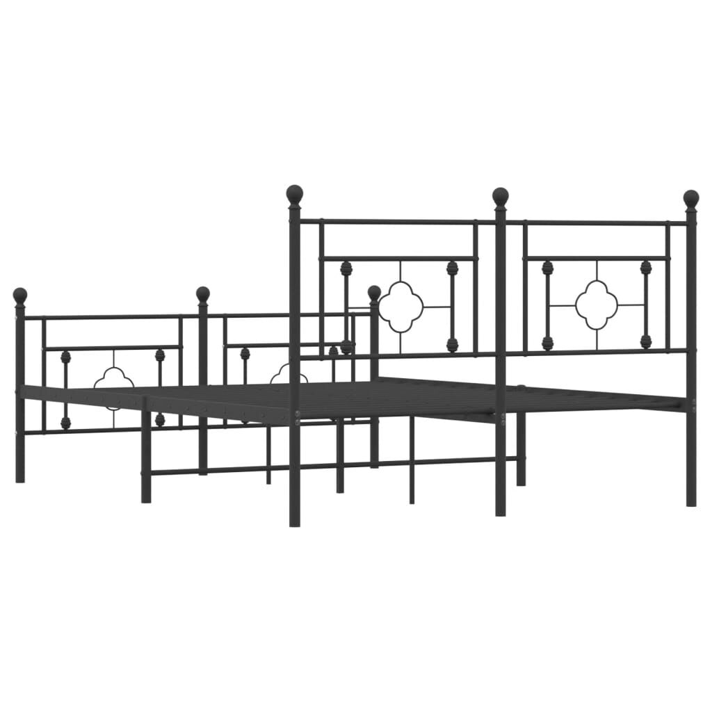 Metal Bed Frame without Mattress with Footboard Black 135x190 cm Price