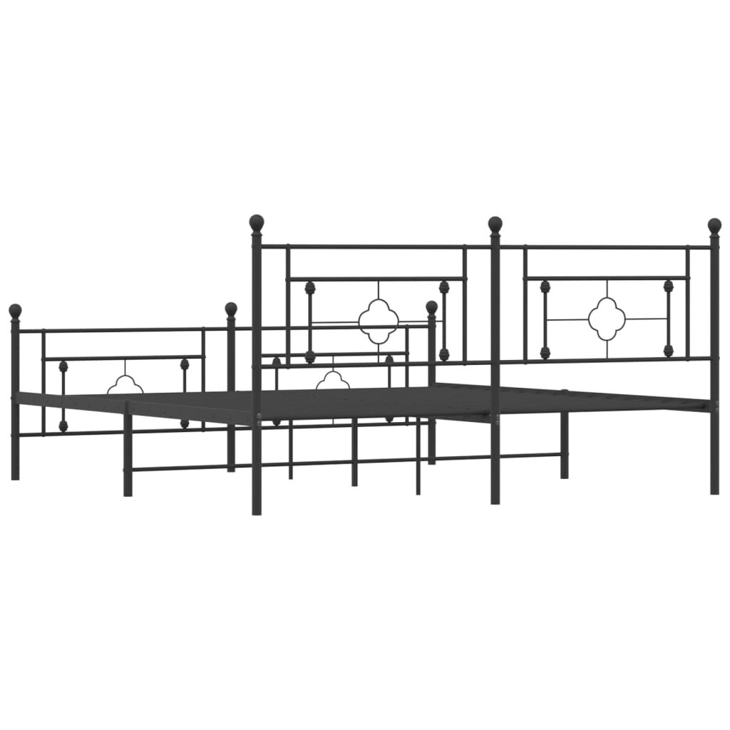 Metal Bed Frame without Mattress with Footboard Black 183x203 cm King Price