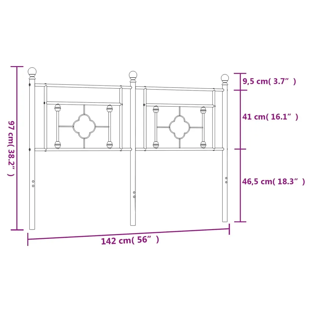 Metal Headboard Black 137 cm Double Price
