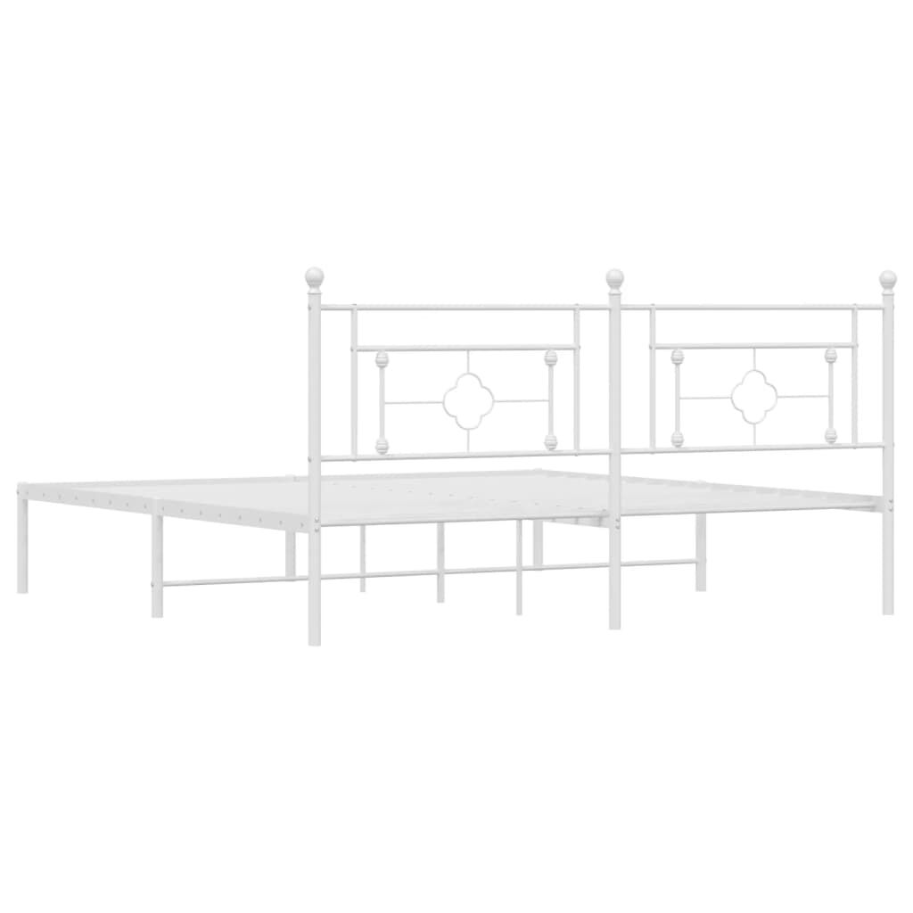 Metal Bed Frame without Mattress with Headboard White 183x203 cm King Price