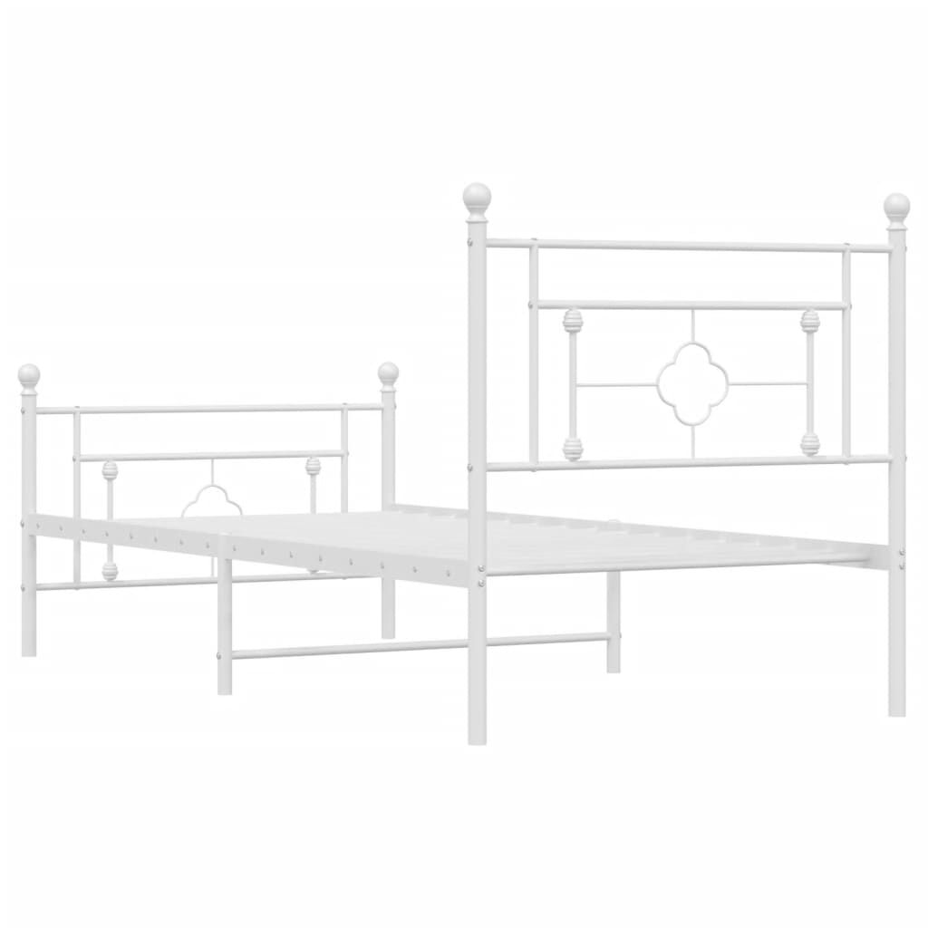 Metal Bed Frame without Mattress with Footboard White 90x190 cm Price