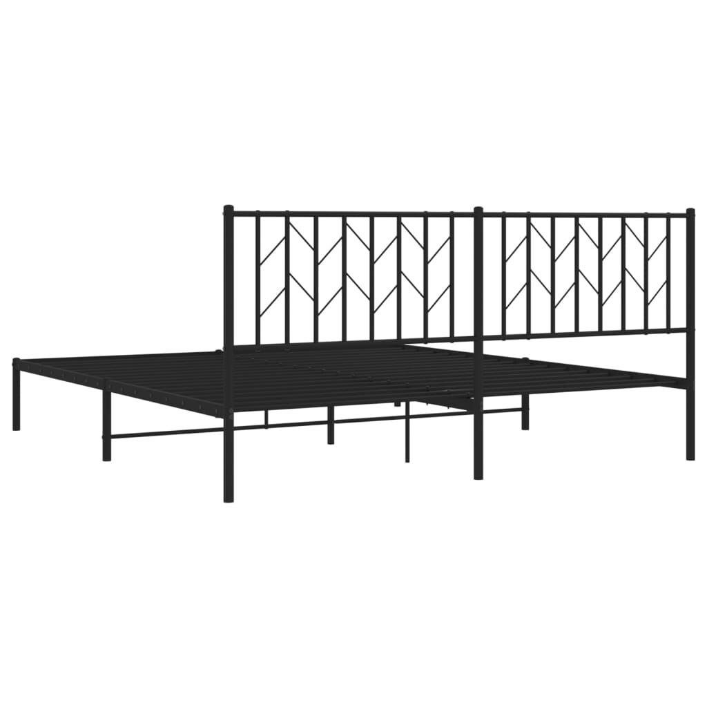 Metal Bed Frame without Mattress with Headboard Black 183x203 cm King Price