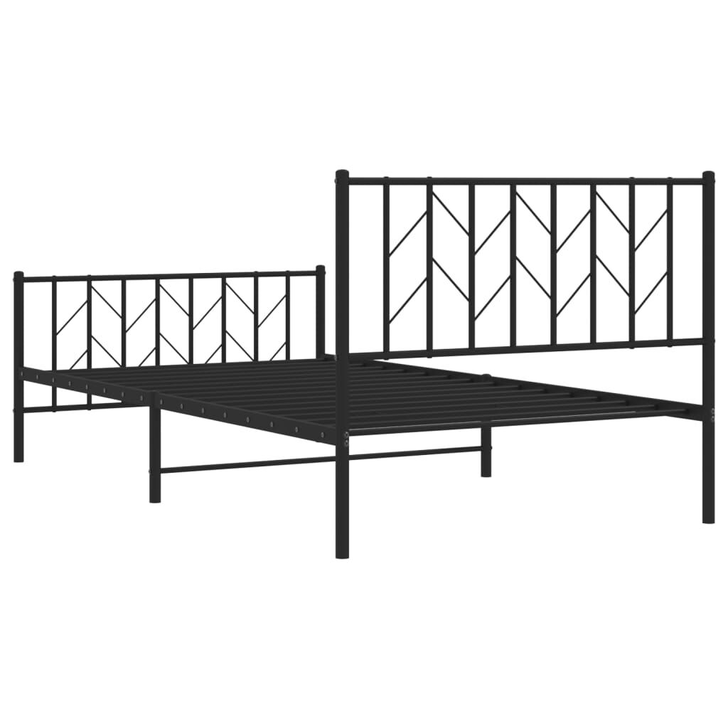 Metal Bed Frame without Mattress with Footboard Black 107x203 cm King Single Price