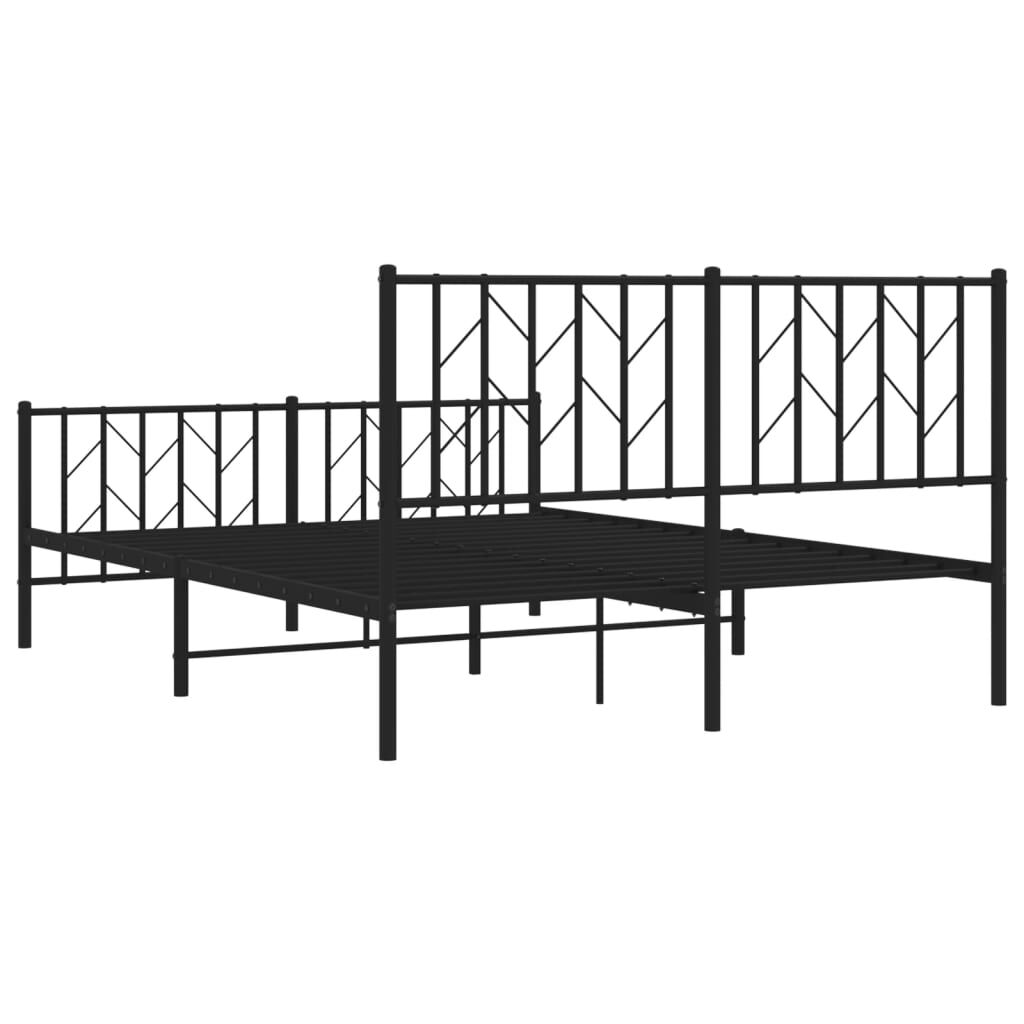 Metal Bed Frame without Mattress with Footboard Black 135x190 cm Price