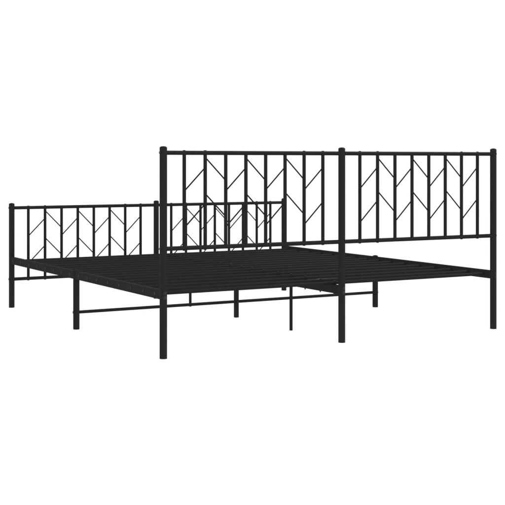 Metal Bed Frame without Mattress with Footboard Black 183x203 cm King Price