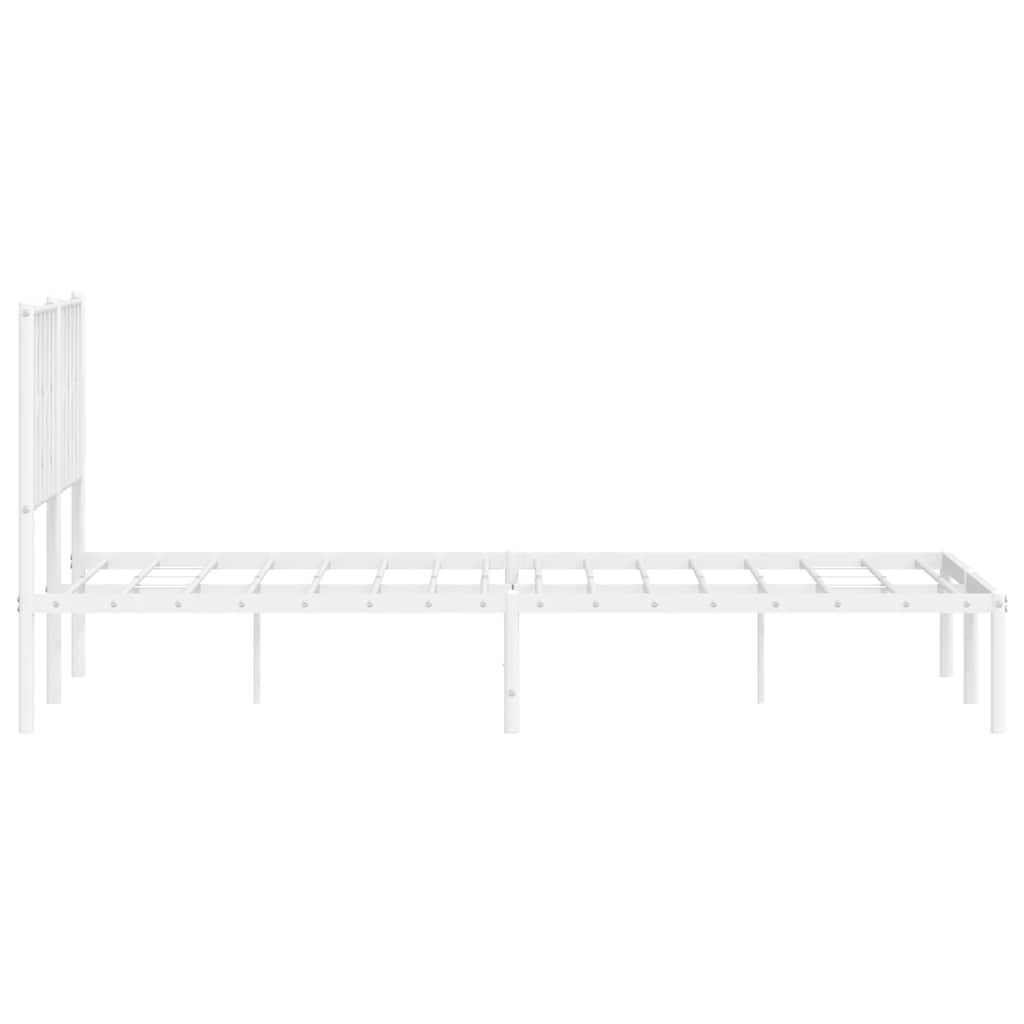 Metal Bed Frame without Mattress with Headboard White 150x200 cm Price