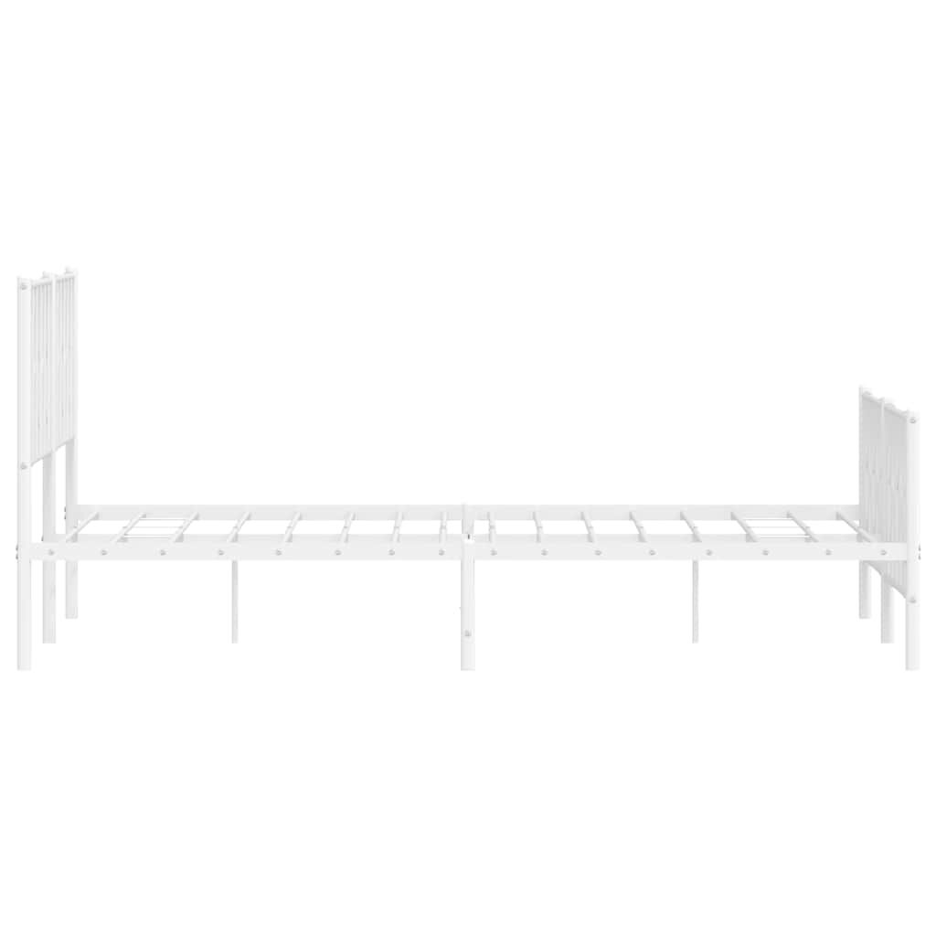 Metal Bed Frame without Mattress with Footboard White 150x200 cm Price