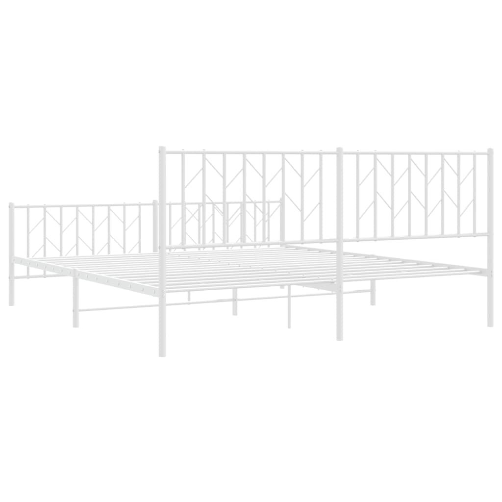 Metal Bed Frame without Mattress with Footboard White 183x203 cm King Price