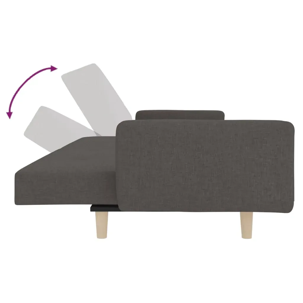 2-Seater Sofa Bed with Two Pillows Dark Grey Fabric Price